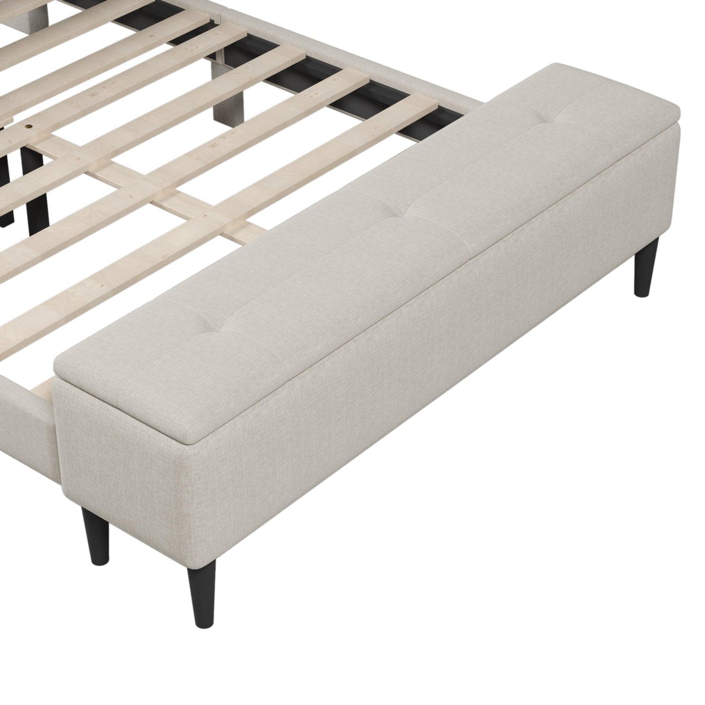 Upholstered Storage Bed Frame with Storage Ottoman Bench, Queen, Beige WF291879AAA FredCo