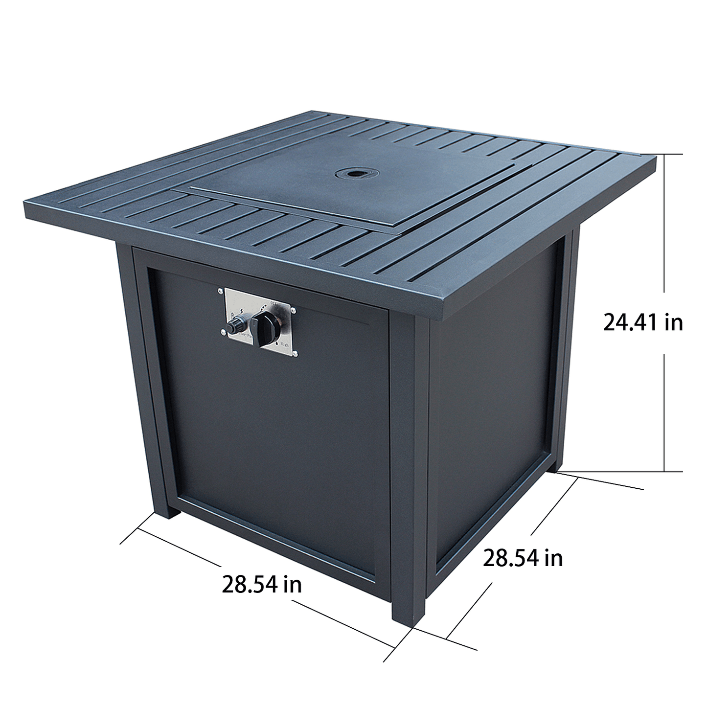 Upland 28” Slat Top Gas Fire Pit Table-Black FredCo