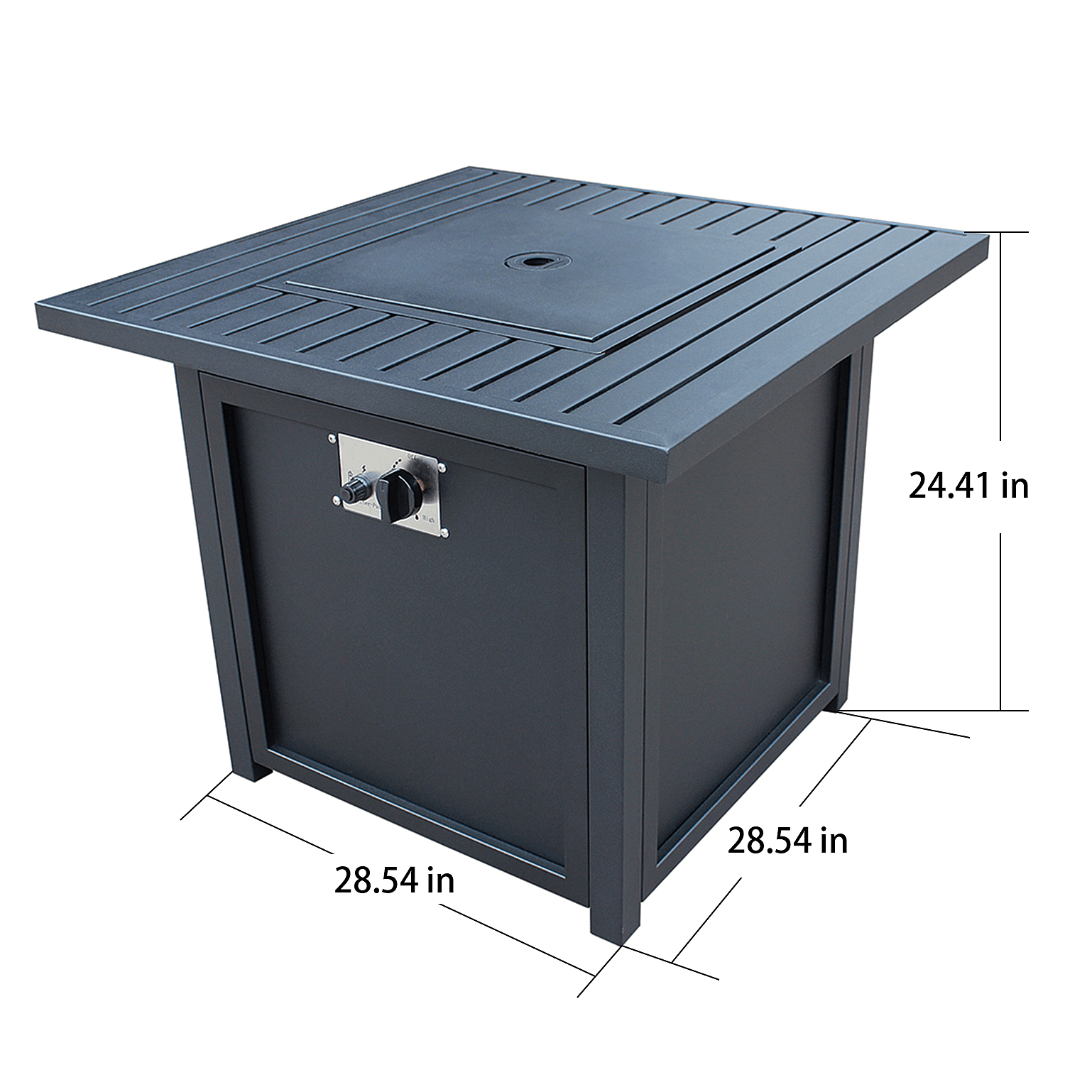 Upland 28” Slat Top Gas Fire Pit Table-Black FredCo