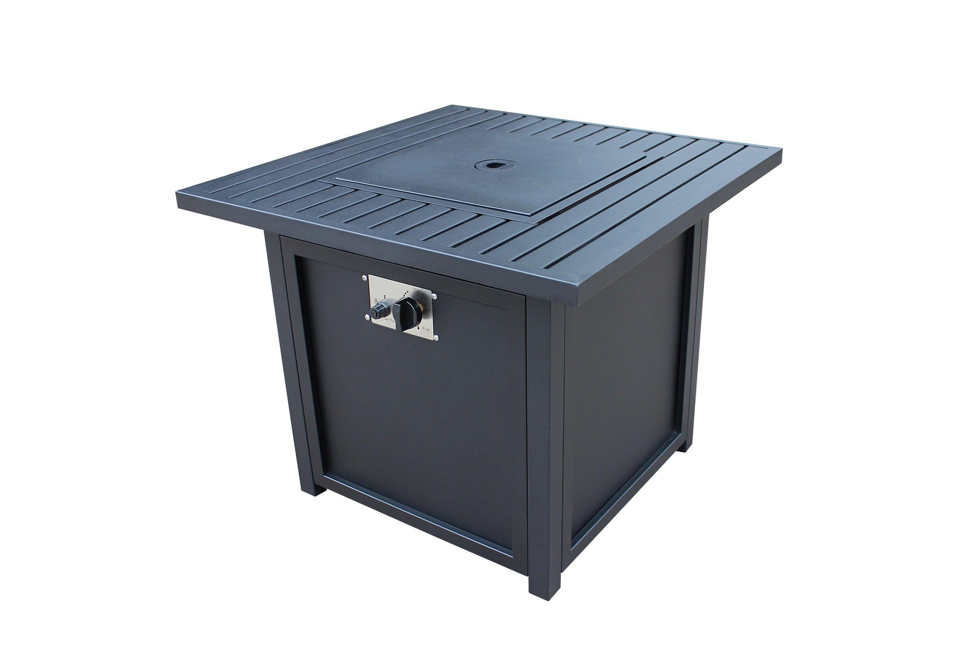 Upland 28” Slat Top Gas Fire Pit Table-Black FredCo