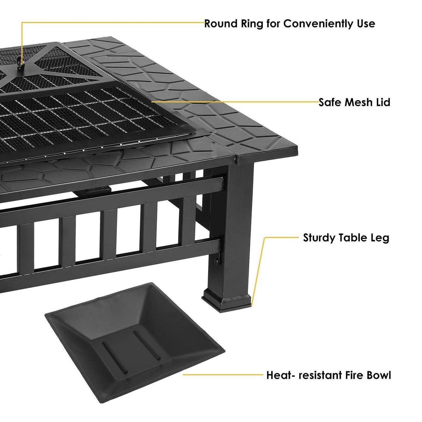 Upland Charcoal Fire Pit with Cover-Antique Finish FredCo
