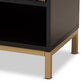 Uriel Mid-Century Modern Transitional Two-Tone Natural Brown and Black Finished Wood and Brushed Gold Metal 1-Drawer Nightstand FredCo