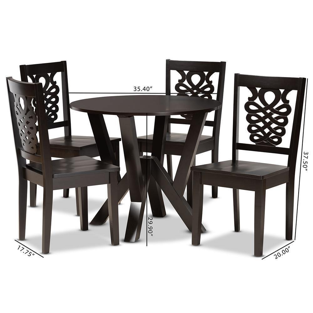 Valda Modern and Contemporary Transitional Dark Brown Finished Wood 5-Piece Dining Set FredCo
