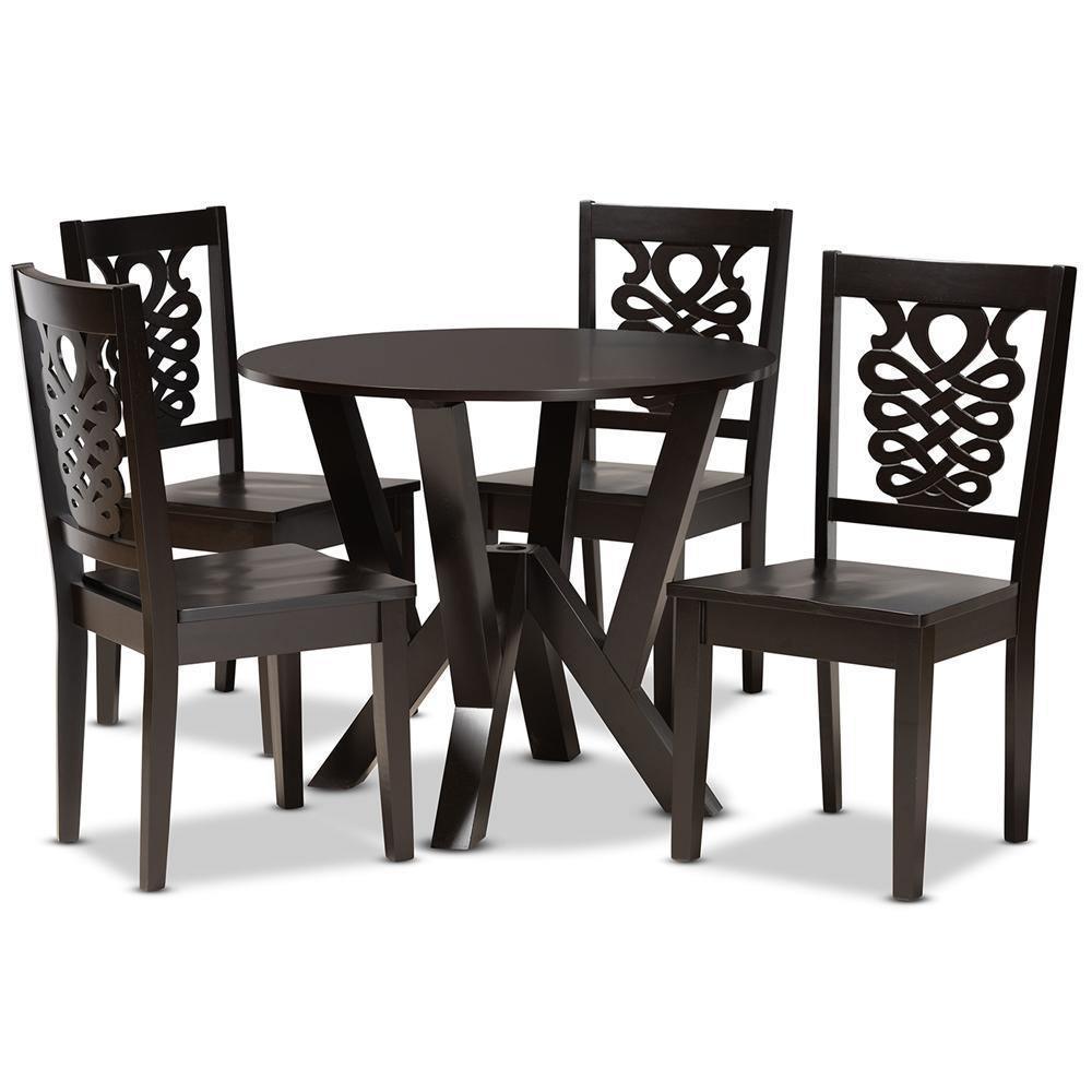 Valda Modern and Contemporary Transitional Dark Brown Finished Wood 5-Piece Dining Set FredCo