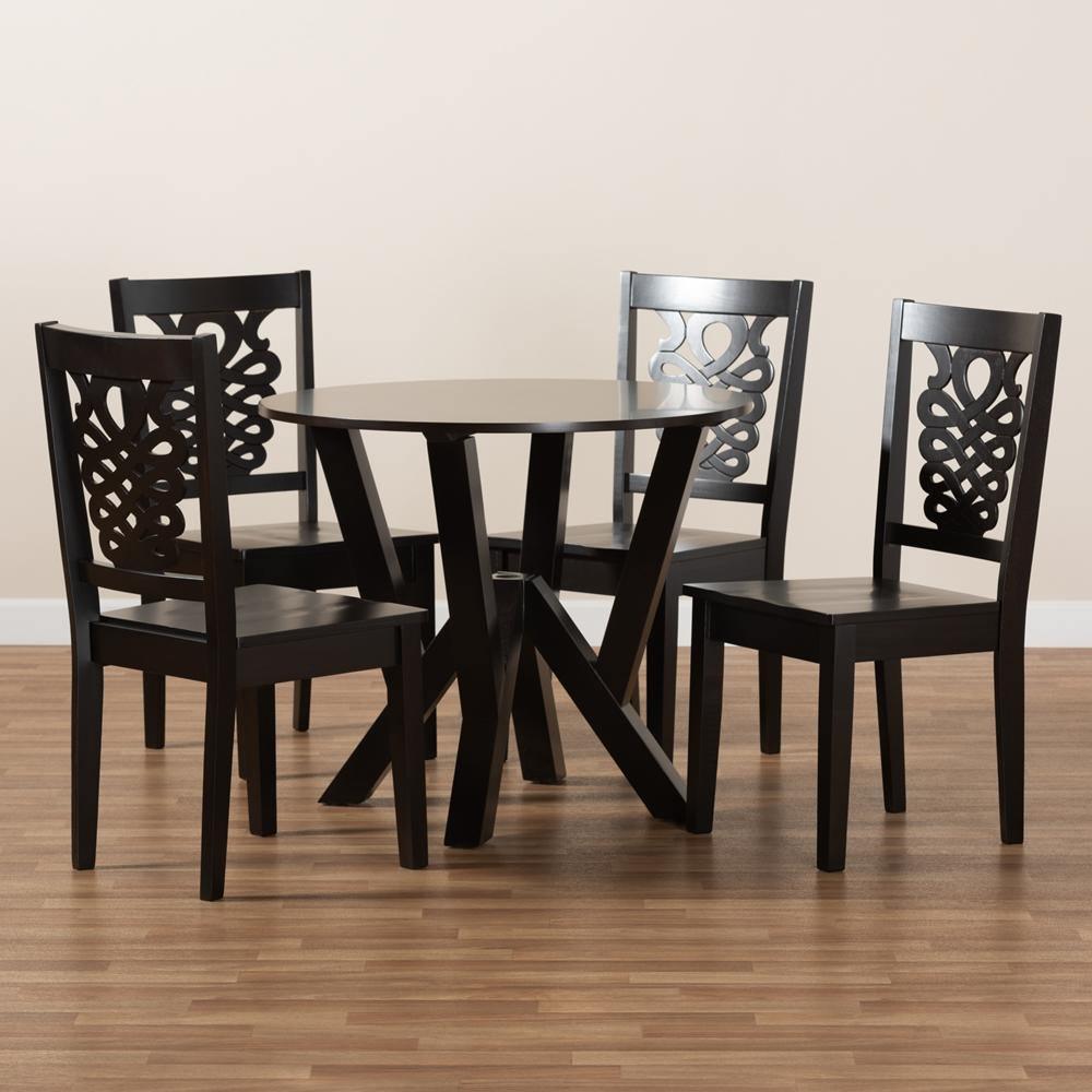Valda Modern and Contemporary Transitional Dark Brown Finished Wood 5-Piece Dining Set FredCo