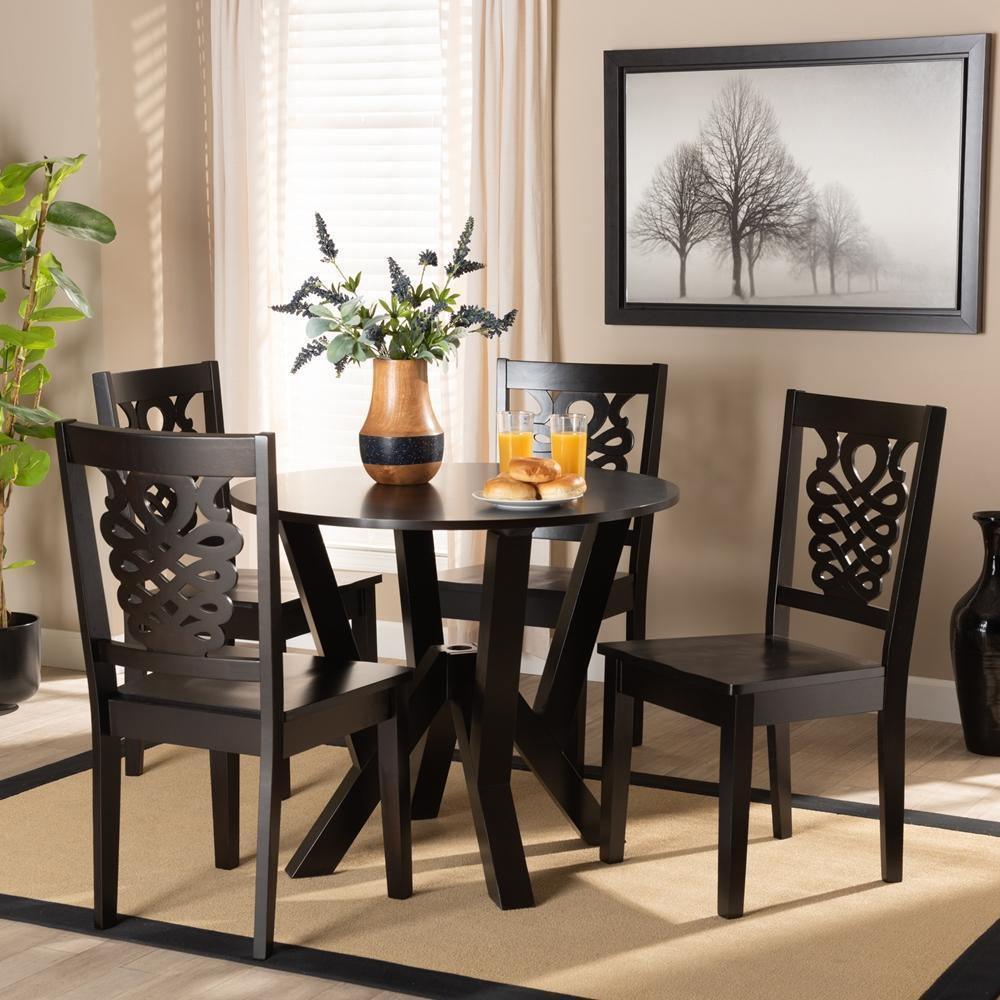 Valda Modern and Contemporary Transitional Dark Brown Finished Wood 5-Piece Dining Set FredCo