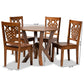 Valda Modern and Contemporary Transitional Walnut Brown Finished Wood 5-Piece Dining Set FredCo