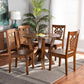 Valda Modern and Contemporary Transitional Walnut Brown Finished Wood 5-Piece Dining Set FredCo