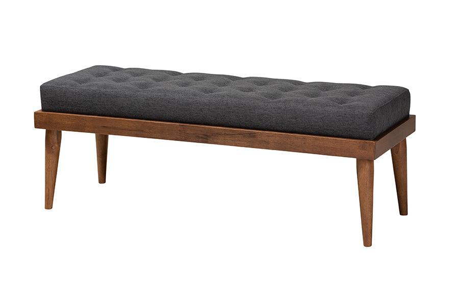 Valencia Mid-Century Modern Dark Grey Fabric Upholstered Full Size 2-Piece Bedroom Set FredCo