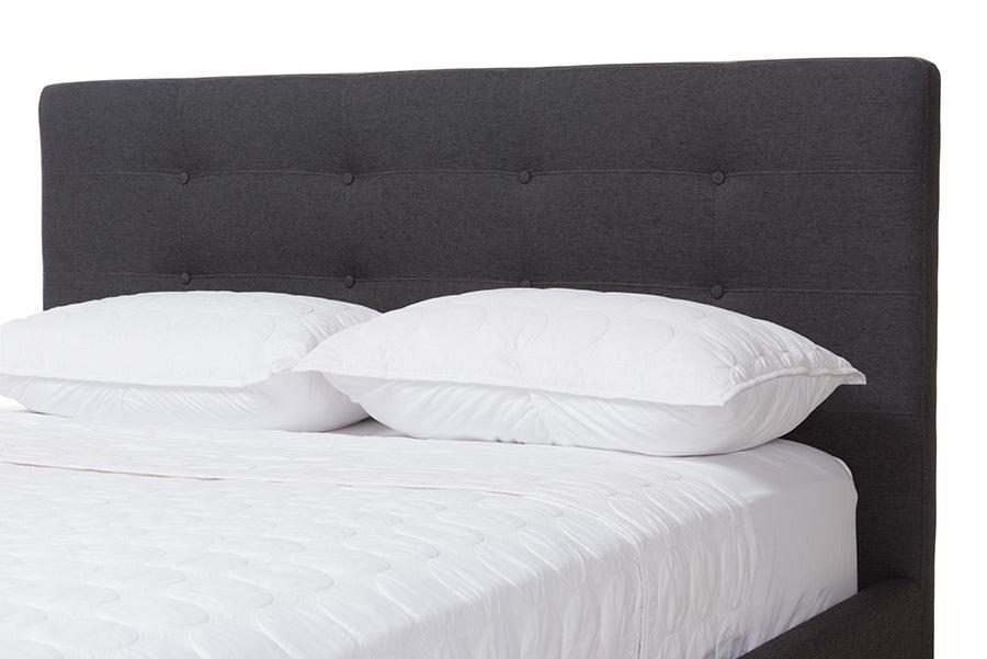 Valencia Mid-Century Modern Dark Grey Fabric Upholstered Full Size 2-Piece Bedroom Set FredCo