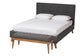 Valencia Mid-Century Modern Dark Grey Fabric Upholstered Full Size 2-Piece Bedroom Set FredCo
