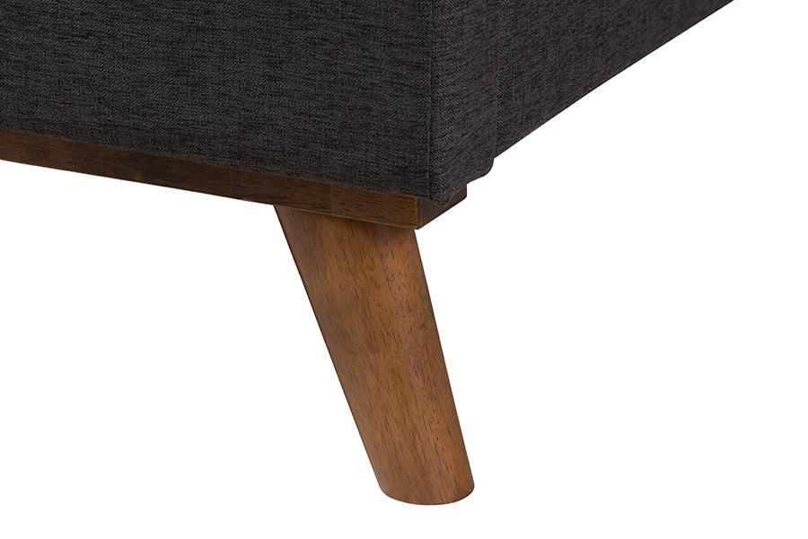 Valencia Mid-Century Modern Dark Grey Fabric Upholstered Queen Size 2-Piece Bedroom Set FredCo