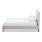 Valencia Mid-Century Modern Greyish Beige Fabric Queen Size Platform Bed FredCo