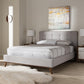 Valencia Mid-Century Modern Greyish Beige Fabric Queen Size Platform Bed FredCo