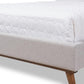 Valencia Mid-Century Modern Greyish Beige Fabric Queen Size Platform Bed FredCo