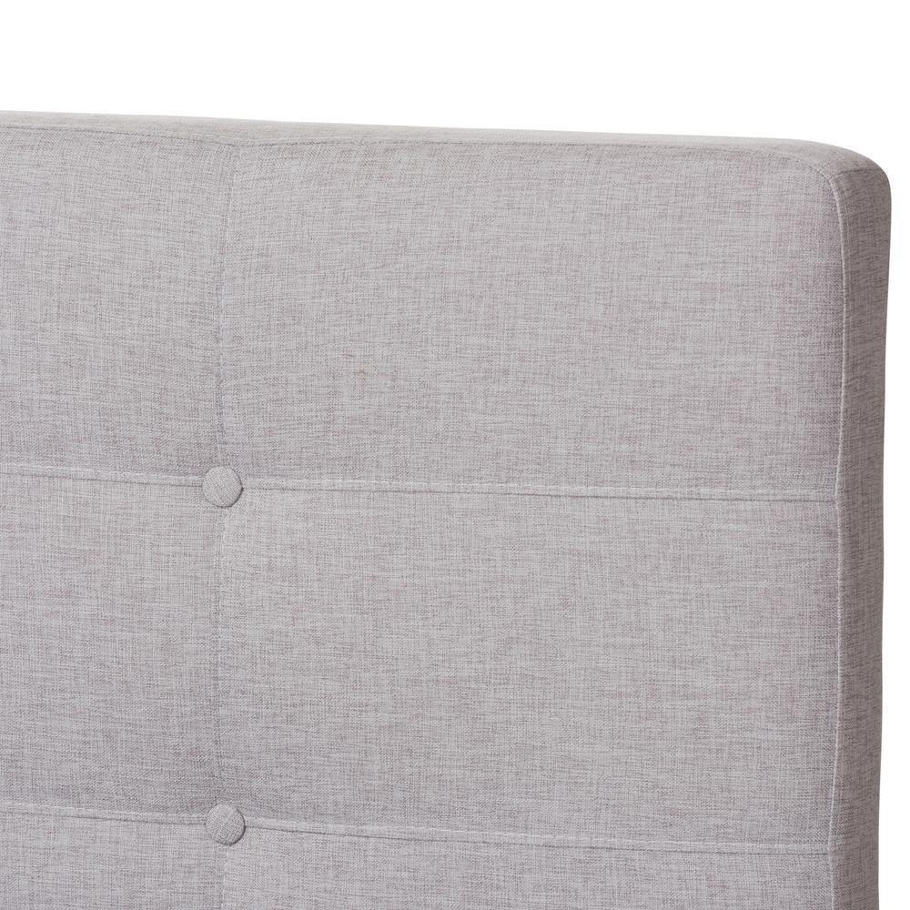 Valencia Mid-Century Modern Greyish Beige Fabric Queen Size Platform Bed FredCo