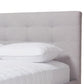 Valencia Mid-Century Modern Greyish Beige Fabric Queen Size Platform Bed FredCo