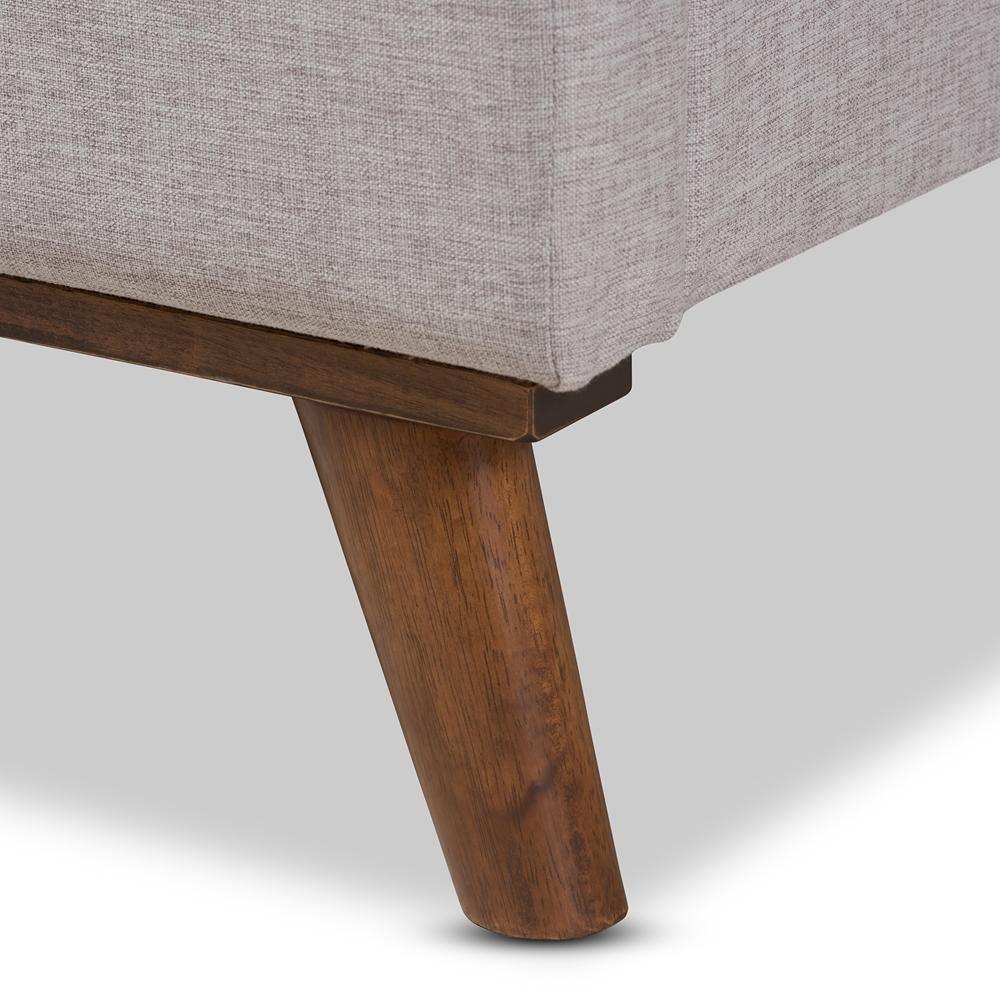 Valencia Mid-Century Modern Greyish Beige Fabric Queen Size Platform Bed FredCo