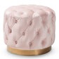 Valeria Glam Light Pink Velvet Fabric Upholstered Gold-Finished Button Tufted Ottoman FredCo