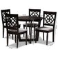 Valerie Modern and Contemporary Grey Fabric Upholstered and Dark Brown Finished Wood 5-Piece Dining Set FredCo