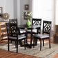 Valerie Modern and Contemporary Grey Fabric Upholstered and Dark Brown Finished Wood 5-Piece Dining Set FredCo