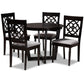 Valerie Modern and Contemporary Grey Fabric Upholstered and Dark Brown Finished Wood 5-Piece Dining Set FredCo
