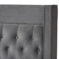 Valery Modern and Contemporary Dark Gray Velvet Fabric Upholstered King Size Platform Bed with Gold-Finished Legs FredCo