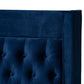Valery Modern and Contemporary Navy Blue Velvet Fabric Upholstered King Size Platform Bed with Gold-Finished Legs FredCo