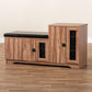 Valina Modern and Contemporary Dark Brown Faux Leather Upholstered 2-Door Wood Shoe Storage Bench with Cabinet FredCo