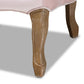Vallea Traditional French Provincial Light Pink Velvet Fabric Upholstered White-Washed Oak Wood Armchair FredCo