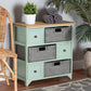 Valtina Modern and Contemporary Two-Tone Oak Brown and Mint Green Finished Wood 3-Drawer Storage Unit with Baskets FredCo