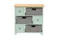 Valtina Modern and Contemporary Two-Tone Oak Brown and Mint Green Finished Wood 3-Drawer Storage Unit with Baskets FredCo