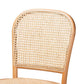 Vance Mid-Century Modern Brown Woven Rattan and Wood Cane Counter Stool FredCo
