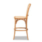 Vance Mid-Century Modern Brown Woven Rattan and Wood Cane Counter Stool FredCo
