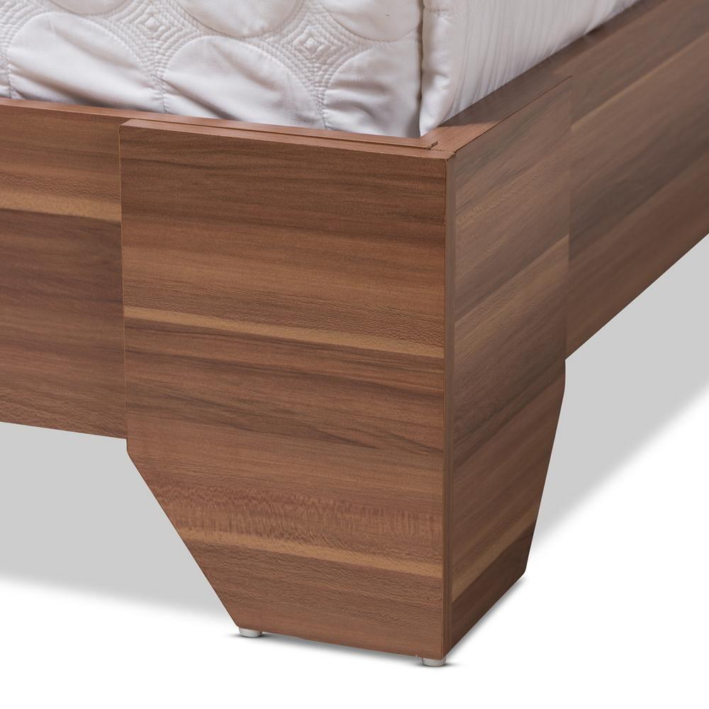 Vanda Modern and Contemporary Two-Tone Walnut and Black Wood Queen Size Platform Bed FredCo