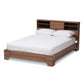 Vanda Modern and Contemporary Two-Tone Walnut and Black Wood Queen Size Platform Bed FredCo