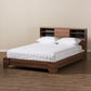 Vanda Modern and Contemporary Two-Tone Walnut and Black Wood Queen Size Platform Bed FredCo