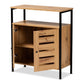 Vander Modern and Contemporary Oak Brown Finished Wood and Black Metal 2-Door Shoe Cabinet FredCo