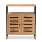 Vander Modern and Contemporary Oak Brown Finished Wood and Black Metal 2-Door Shoe Cabinet FredCo