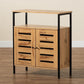 Vander Modern and Contemporary Oak Brown Finished Wood and Black Metal 2-Door Shoe Cabinet FredCo