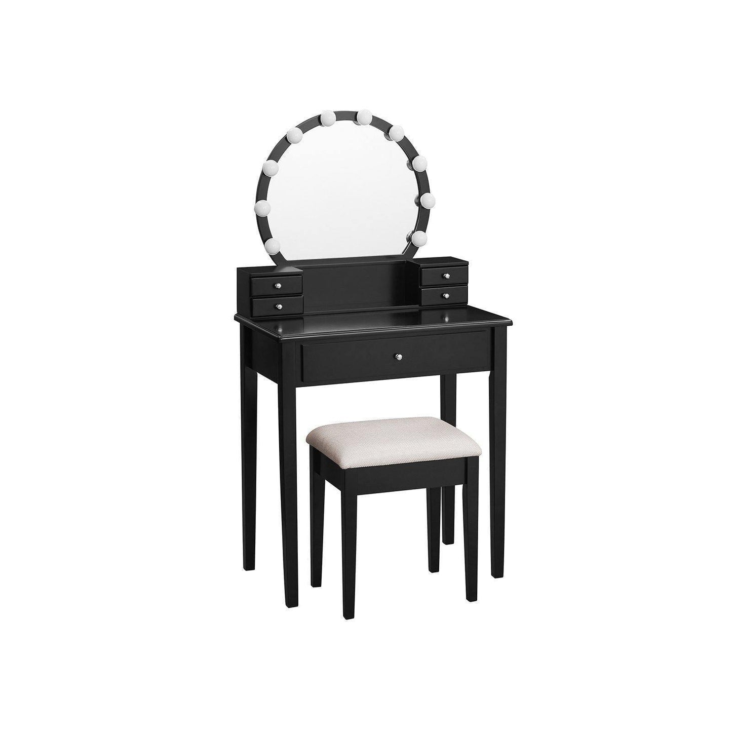 Vanity Set Dressing Table Black FredCo