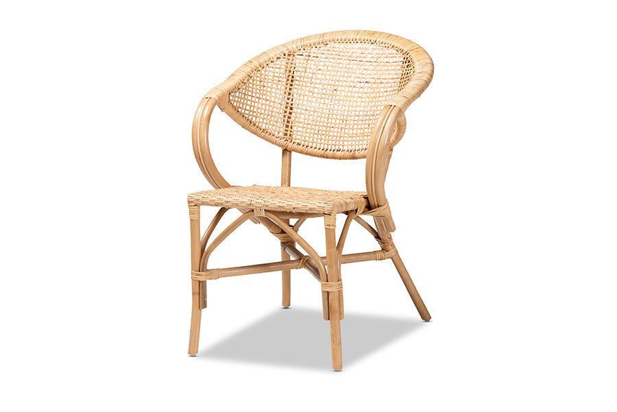 Varick Modern Bohemian Natural Brown Finished Rattan Dining Chair FredCo