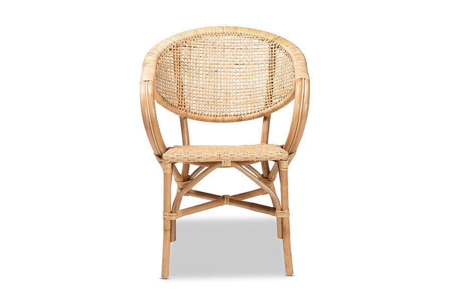 Varick Modern Bohemian Natural Brown Finished Rattan Dining Chair FredCo