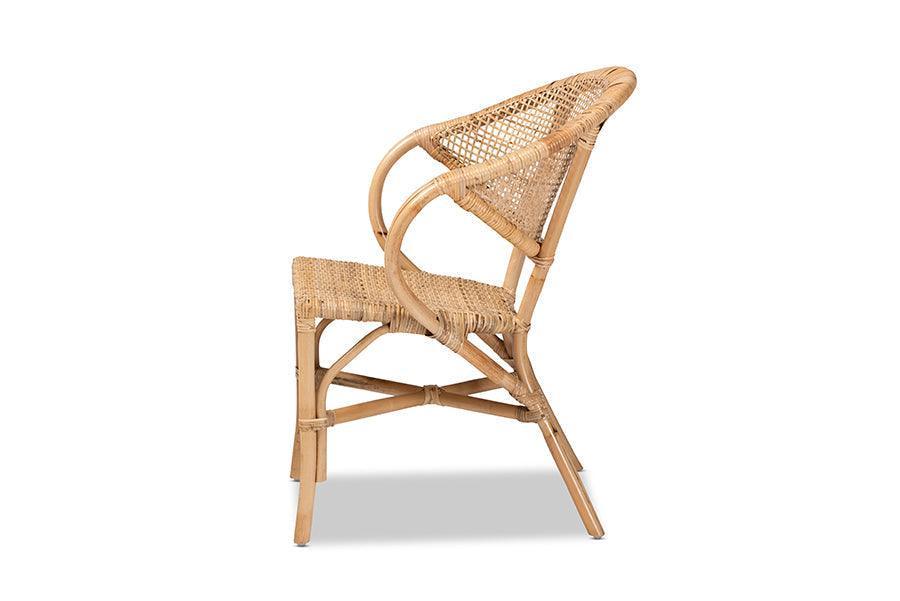 Varick Modern Bohemian Natural Brown Finished Rattan Dining Chair FredCo