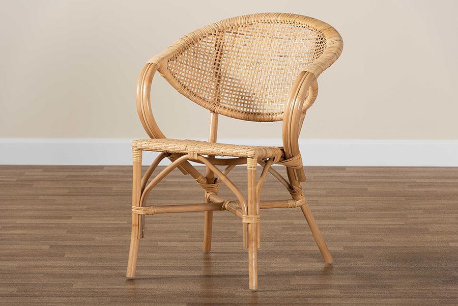 Varick Modern Bohemian Natural Brown Finished Rattan Dining Chair FredCo