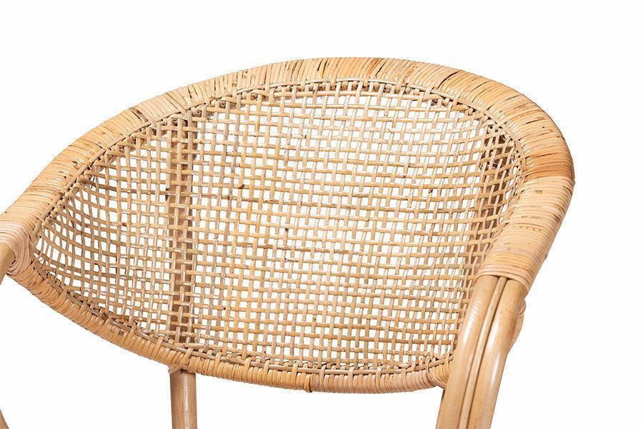 Varick Modern Bohemian Natural Brown Finished Rattan Dining Chair FredCo