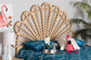Variel Modern Bohemian Natural Brown Rattan Queen Size Standalone Headboard FredCo