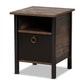 Vaughan Modern and Contemporary Two-Tone Rustic Brown and Black Finished Wood Nightstand FredCo