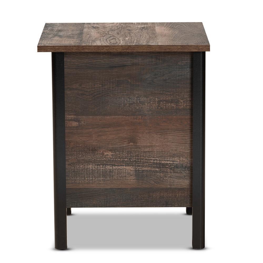 Vaughan Modern and Contemporary Two-Tone Rustic Brown and Black Finished Wood Nightstand FredCo