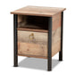 Vaughan Modern and Contemporary Two-Tone Rustic Oak Brown and Black Finished Wood Nightstand FredCo